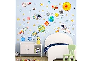 Solar System Wall Decals - Twinkling Stars and Planets for Space Themed Room Decor