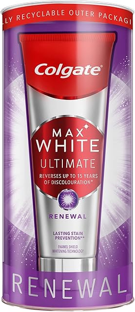 Colgate Max White Ultimate Renewal 75ml Toothpaste | Ultimate whitening toothpaste | Removes deep stains from the teeth| Enamel safe