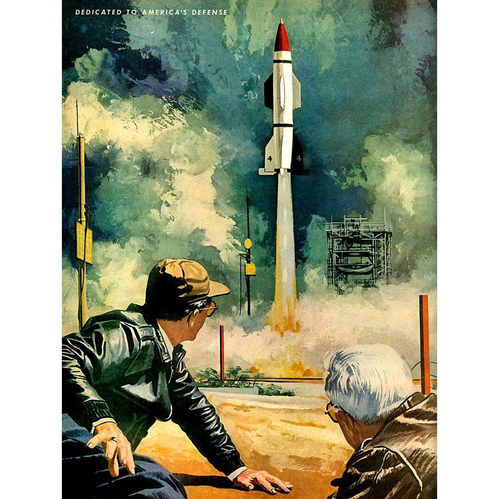 Wee Blue Coo War Painting Missile Launch Rocket Nuclear Bomb USA Art Print Poster Wall Decor 12X16 Inch