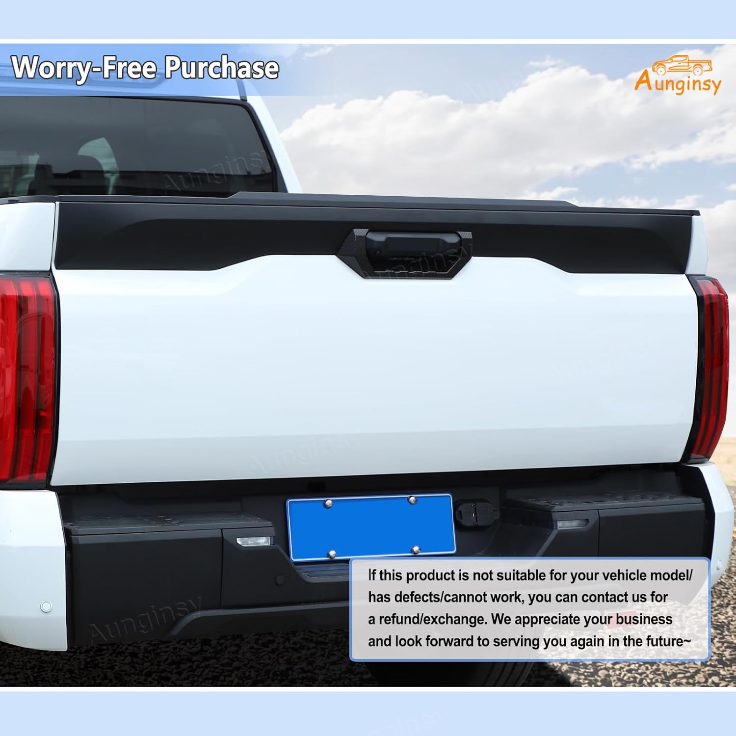 Aunginsy Car Tailgate Handle Cover Trim Compatible with Toyota Tundra 2022-2025 Pickup Rear Trunk Door Tail Gate Handle Lower Panel Scratch Protector Frame Decorative Cover ABS Exterior Accessories