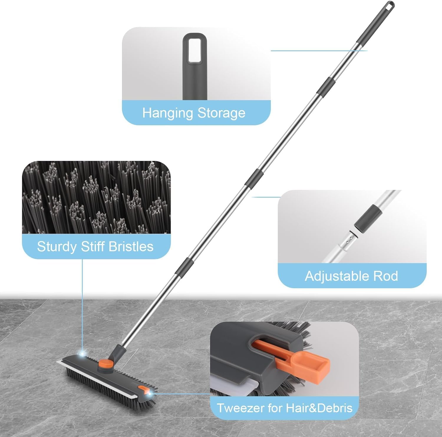 3-in-1 Bathroom Cleaning Brush - Wiper & Long Handle -8 3-in-1 Bathroom Cleaning Brush - Wiper & Long Handle -8
