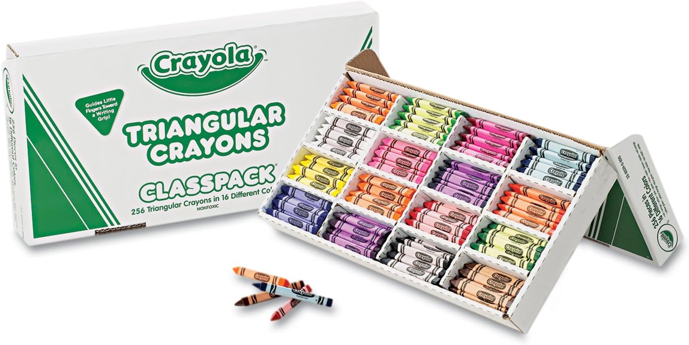 Crayola Classpack Triangular Crayons, 16 Colors, 256/BX, Sold as 1 Box