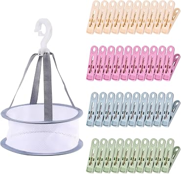 40-Pack Plastic Laundry Pegs with Basket, Non-Marking for Delicate Garments, Durable Outdoor, Long Lasting, Clips for Hanging Clothes