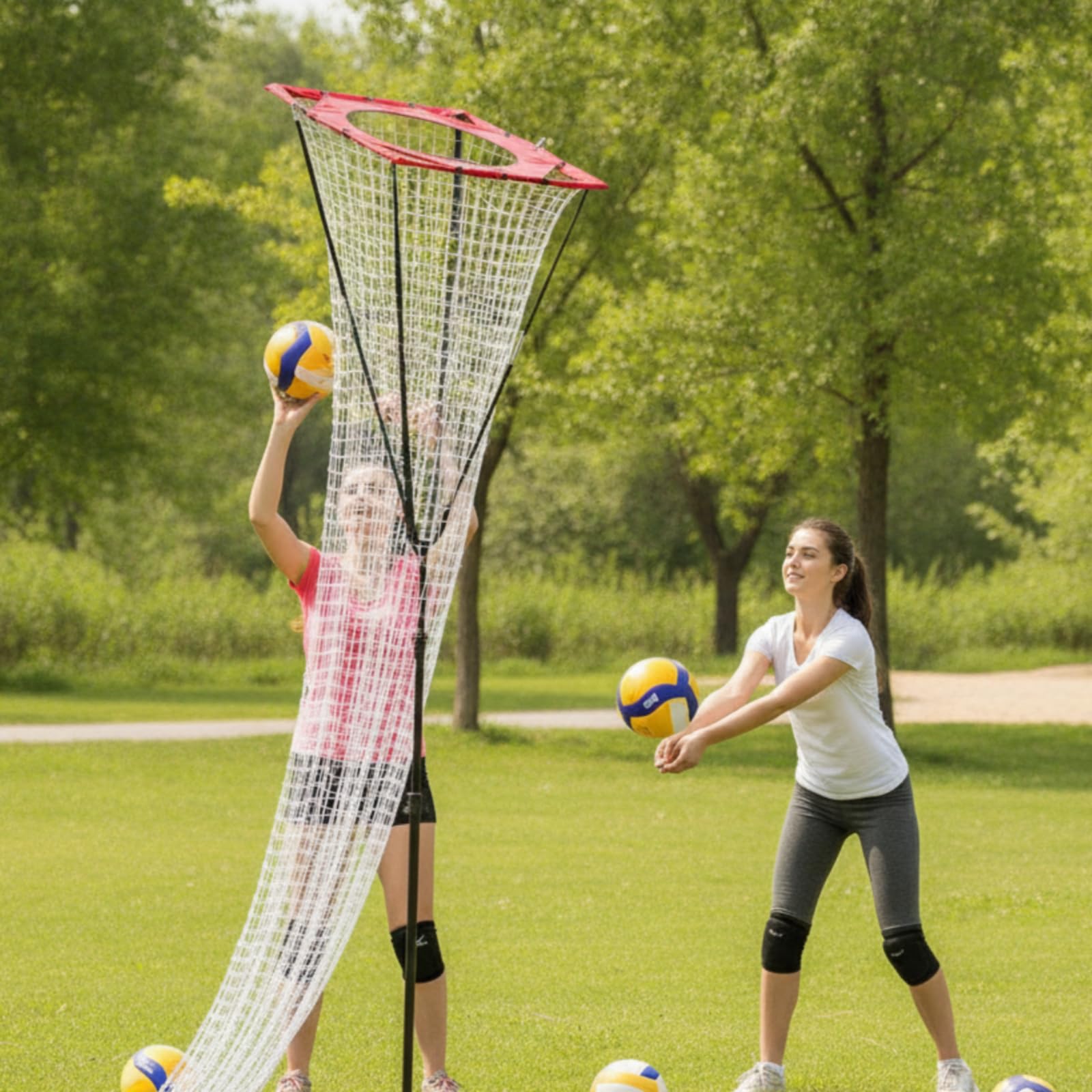 Volleyball-Zielnetz mit Ständer Höhenverstellbar Zuspieltrainer mit Metallrahmen Volleyballtrainernetz für Volleyballmannschaften, Color to 1