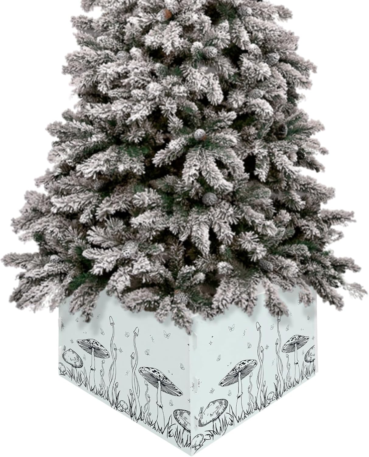 Christmas Tree Collar 6-PCS14.5"x 10", Christmas Tree Ring Retro Mushrooms Butterflies and Grass Christmas Tree Stands Skirts Base Covers for Xmas Holiday Home Decor