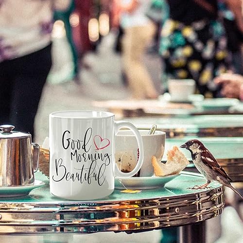 Miniatura 7 de Taza de café con texto en inglés Good Morning Beautiful Coffee, regalo de cumpleaños para mujeres, sarcástico, regalo de aniversario de Navidad,