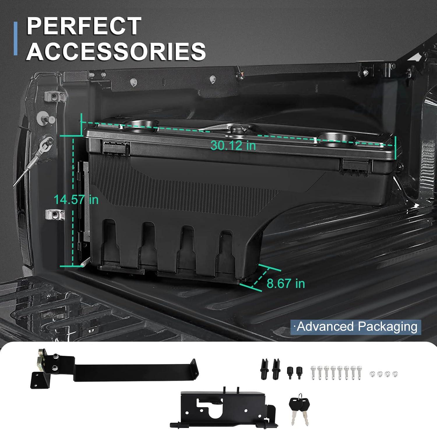 Left Driver Side Truck Bed Tool Box Compatible For Dodge Ram 1500 2002-2010, For Ram 1500 2011-2018, For Ram 1500 Classic 2019-2021