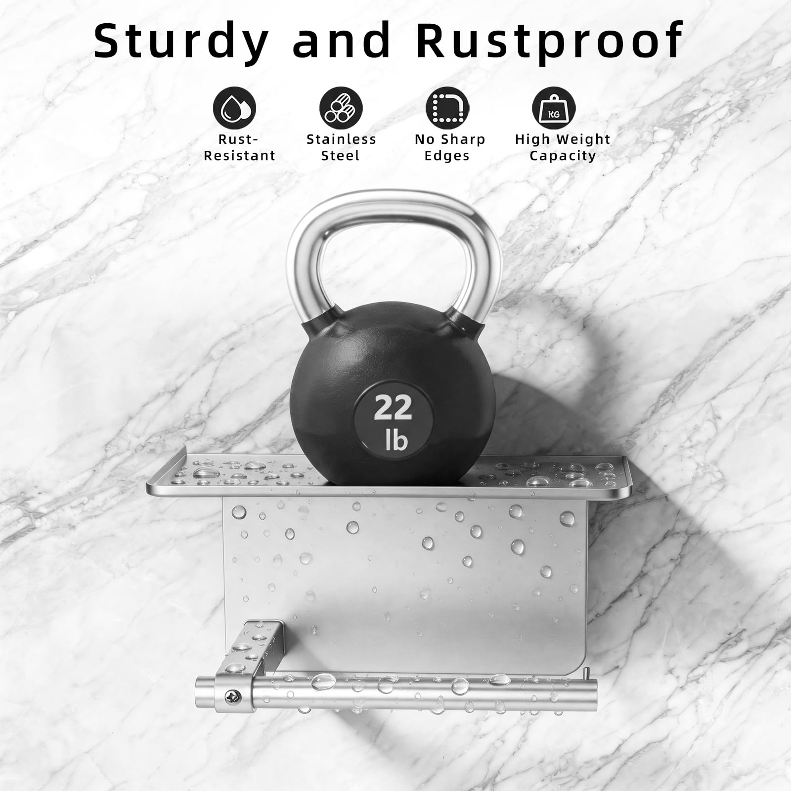 Adhesive Toilet Paper Holder with Shelf Wall Mount Toilet Paper Roller — Amazon image 3