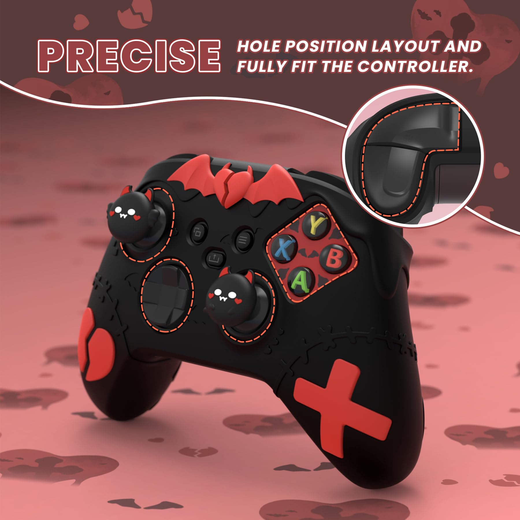 playvital Cover Controller per Xbox Series X/S Joystick,Custodia Skin Silicone Protettiva Antiscivolo&4 Copri Levette Analogiche-Serie Imp Gotico-Nero