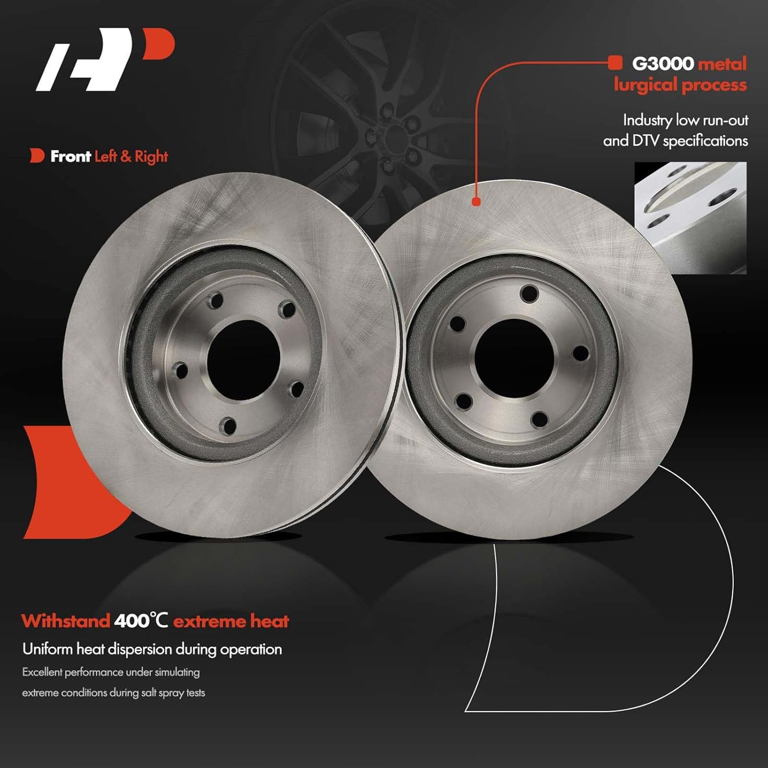 A-Premium 11.65 inch (296mm) Front Vented Disc Brake Rotors + Ceramic Pads Kit Compatible with Select Nissan Models - Altima 2013-2023, 6-PC Set