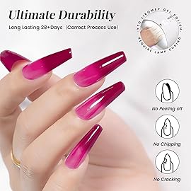 YTD Likomey Color Changing Gel Nail Polish,15ml Hot Pink To Berry Red Mood Temperature Change Colors Ombre Thermal Salon Home Fall Winter Manicure UV Nail Varnish,WB211