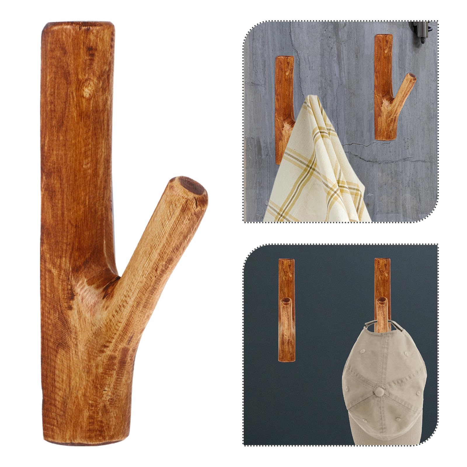 Gancho de Pared y Diseño Creativo para Colgar Abrigos y Bolsos Vintage de Madera Adhesivo Resistente Estilo Rústico en Cocinas y Hoteles