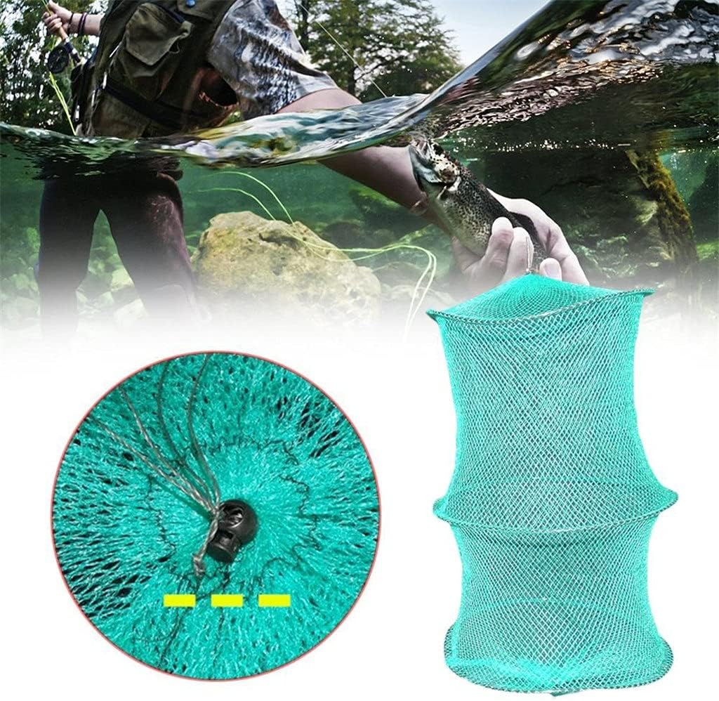 Crab Shrimp Minnow Fishing Bait Cast Dip Net Cage Nylon Foldable Fishing Net Pot Trap Fishing Net (Color : B)
