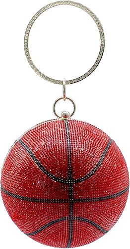Miniatura 9 de UMREN Bolso de mano con forma de baloncesto para mujer con diamantes de imitación redondo con bola de cristal para fiesta de boda negro - B, Negro