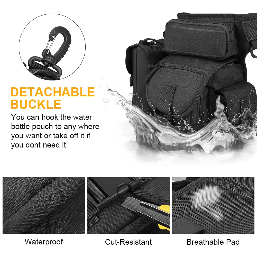 Flintronic Marsupio Cosciale Tattico Militare, Multifunzionale Drop Leg Marsupioper Campeggio Escursionismo Ciclismo Viaggio Trekking Con Borsa per Bottiglia D'acqua Rimovibile