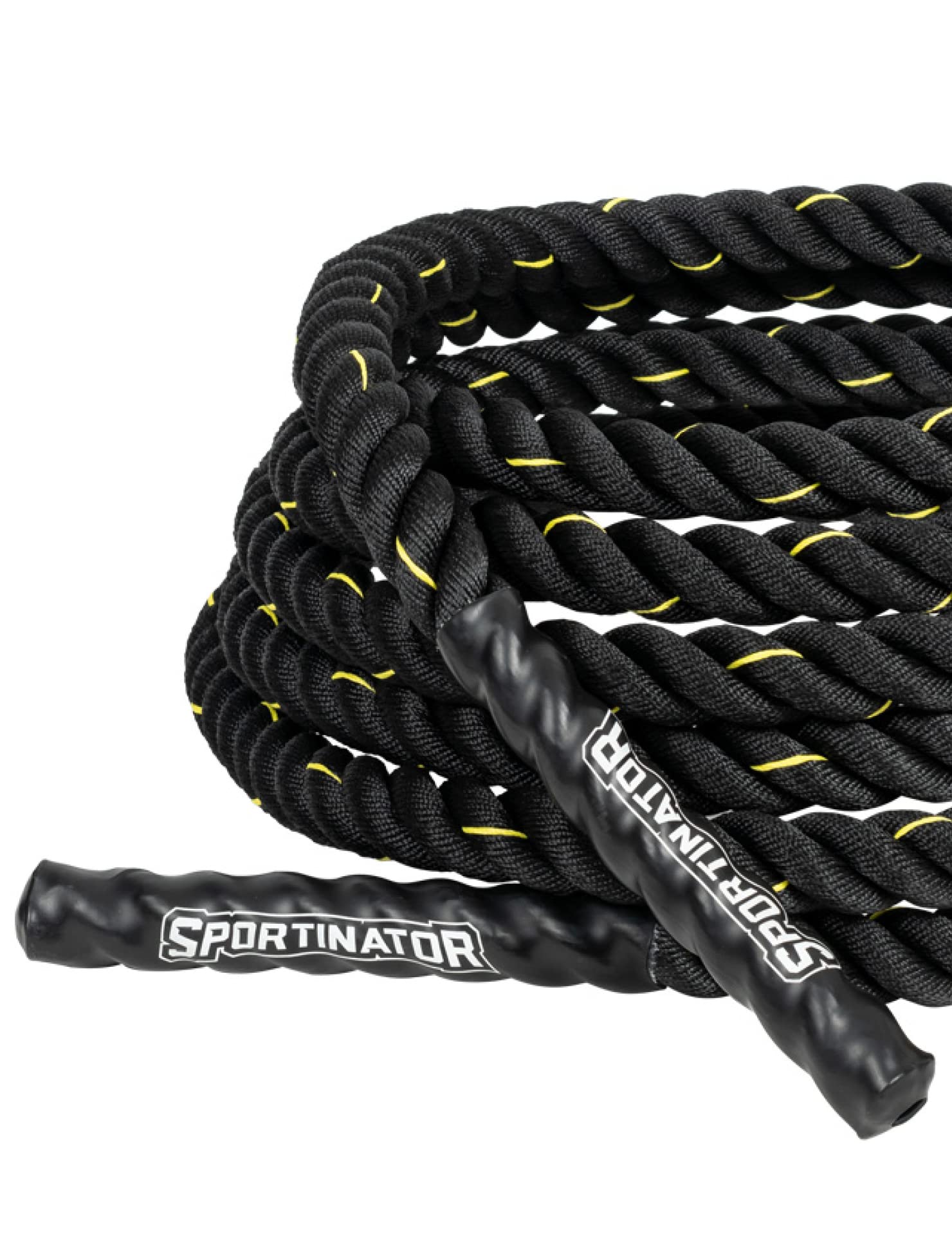 SPORTINATOR® Fitness Battle Rope 9 m langes und 7 kg schweres Trainingsseil, mit Kunststoff umwickelten Enden als Griffe. Perfekt für Koordinations- und Ausdauertraining. Für Damen und Herren