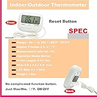 Vista 2 de Termómetro Digital Pequeño Interruptor de Encendido/Apagado Medidor de Interior/Exterior con Sensor de Sonda de 1.5M/5ft