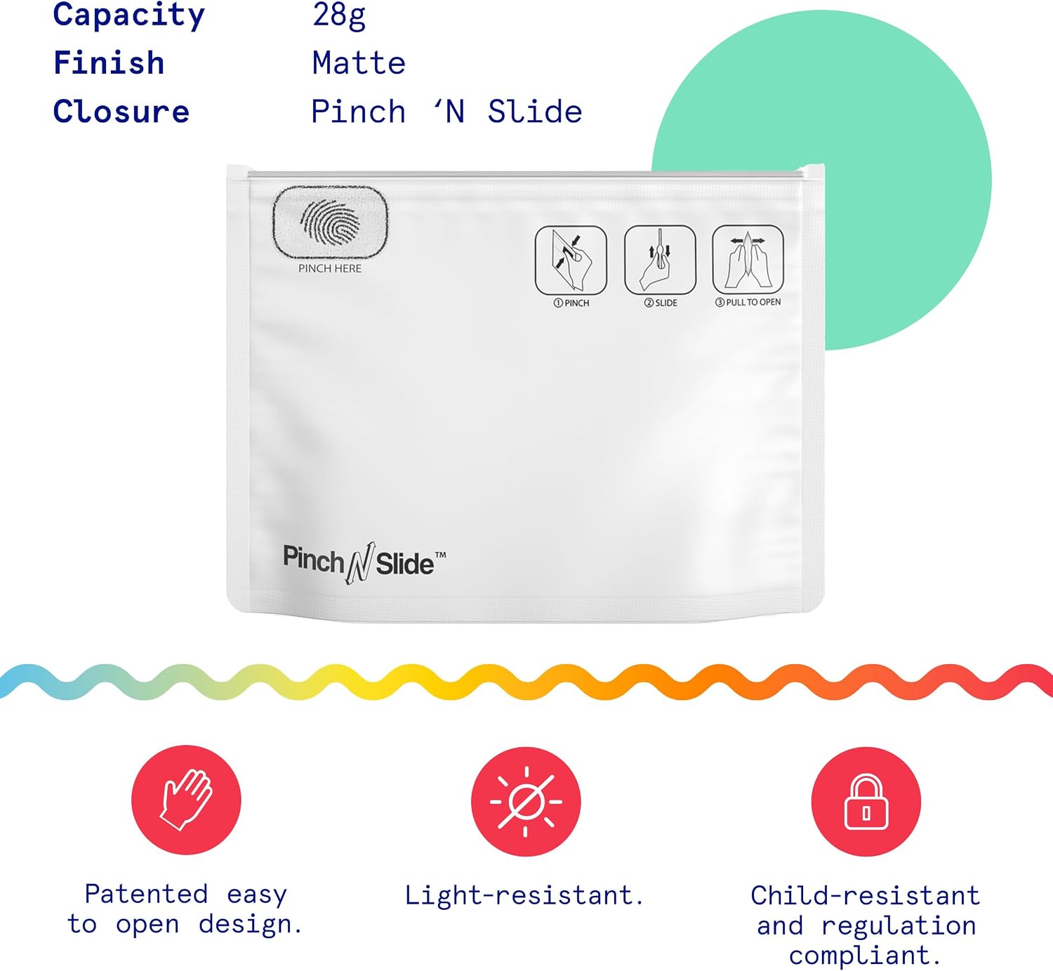 250 Pcs - 8 Inch x 6 Inch Pinch N Slide ASTM Matte White PCR Smell Proof Mylar Exit Bags – Child Resistant - 1 Ounce (28 Grams)