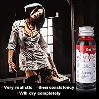 Vista 27 de Go Ho Maquillaje de sangre falsa que gotea (0.35 onzas), sangre falsa lavable para heridas de cicatriz, flujo de sangre falsa de fácil secado