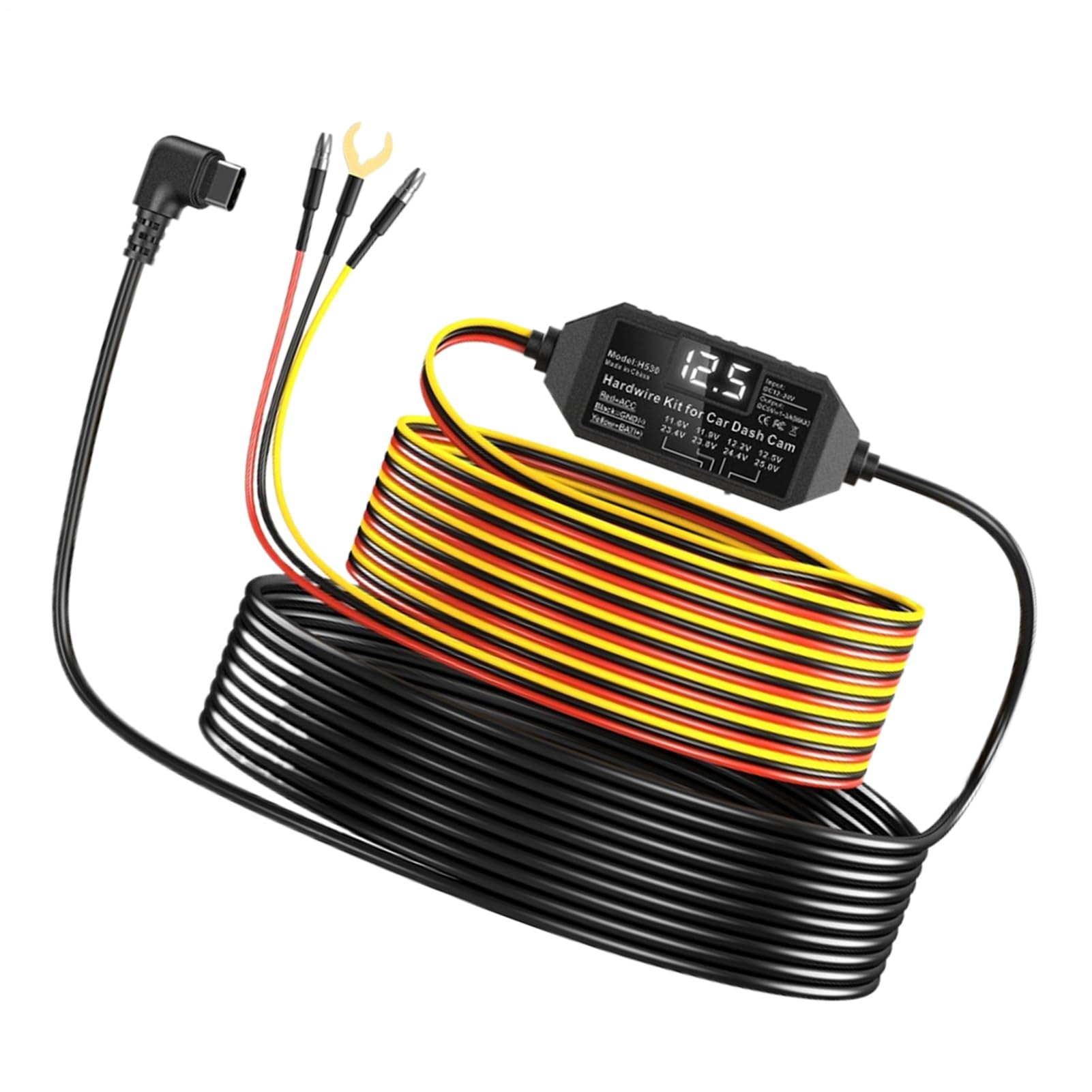 Câble triple pour dash cam Type C fil direct alimentation de dashboard - 8