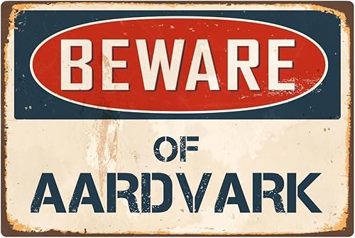 Beware de aluminio Aardvark 8" x 12" clásico Retro Metal Sign VS002