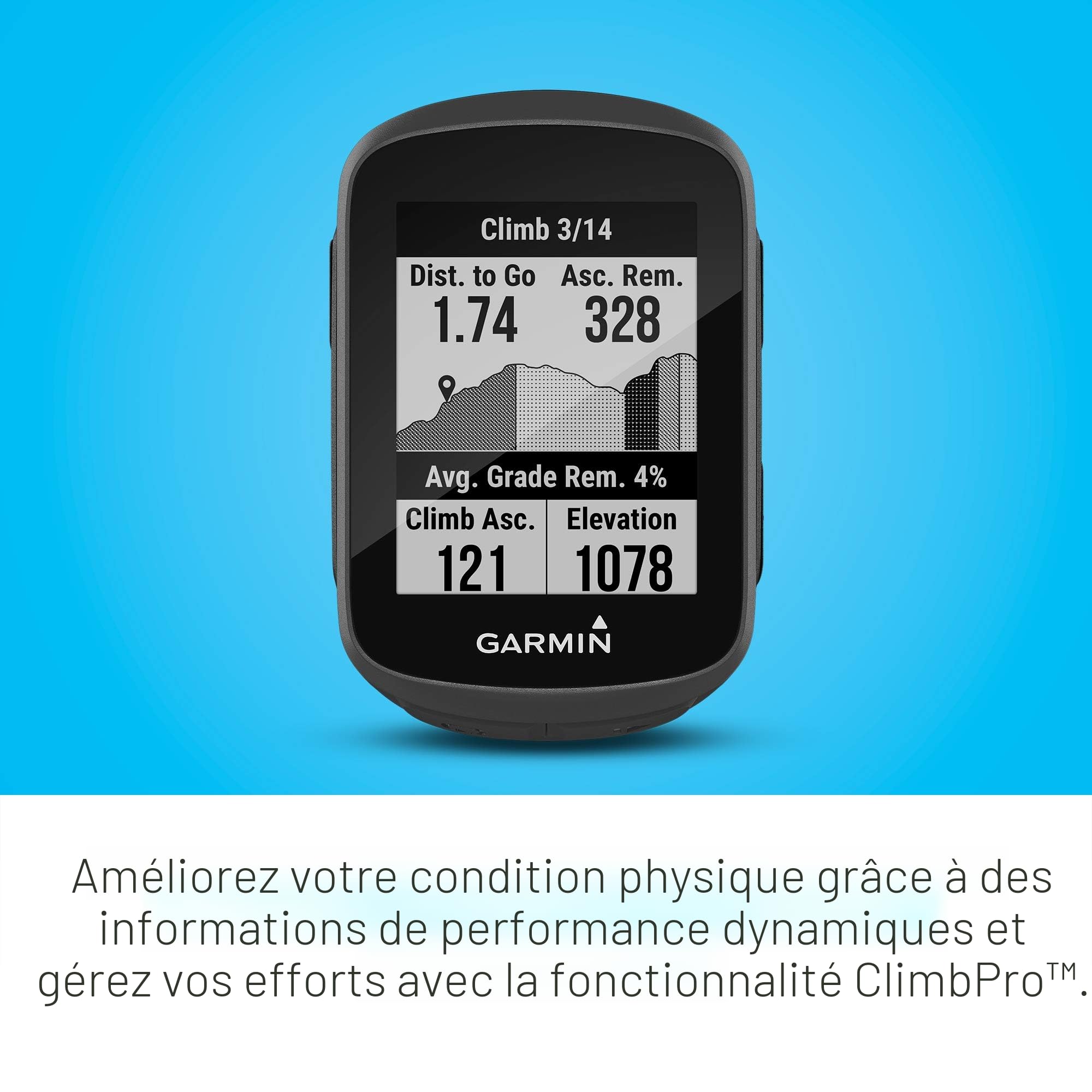 Garmin Edge® 130 Plus, Ordinateur GPS de vélo/vélo, Exercices de Structure de téléchargement, Guide de Rythme ClimbPro et Plus (010-02385-00), Noir