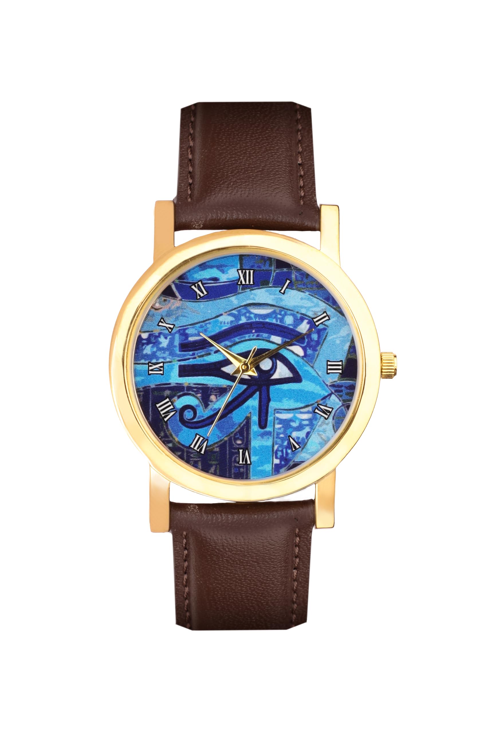 कलाक्ष Kalaksh Nazar Battu - Evil Eye Brown Leather Strap Stainless Steel (38mm) Unisex Watch for Men and Women | Water Resistant, Best Gift for Married Couples & Wedding, Unique & Trendy (B0D41DBXV5) Amazon Price History, Amazon Price Tracker