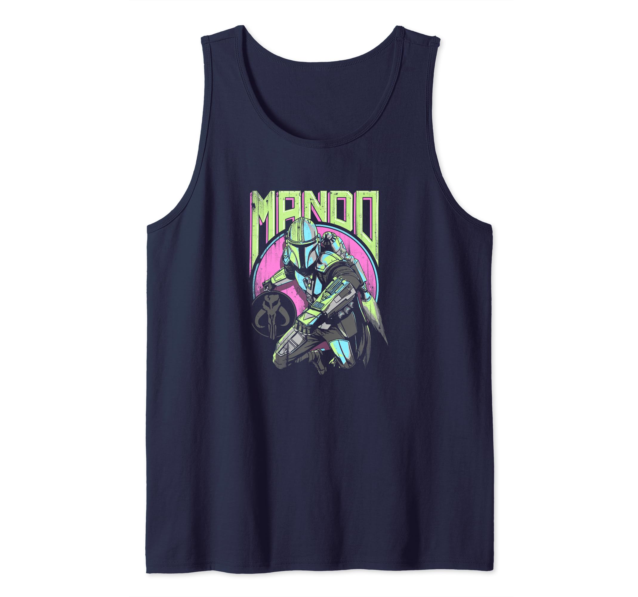 Star Wars: The Mandalorian Mando New Wave and Icon Tank Top, Blue