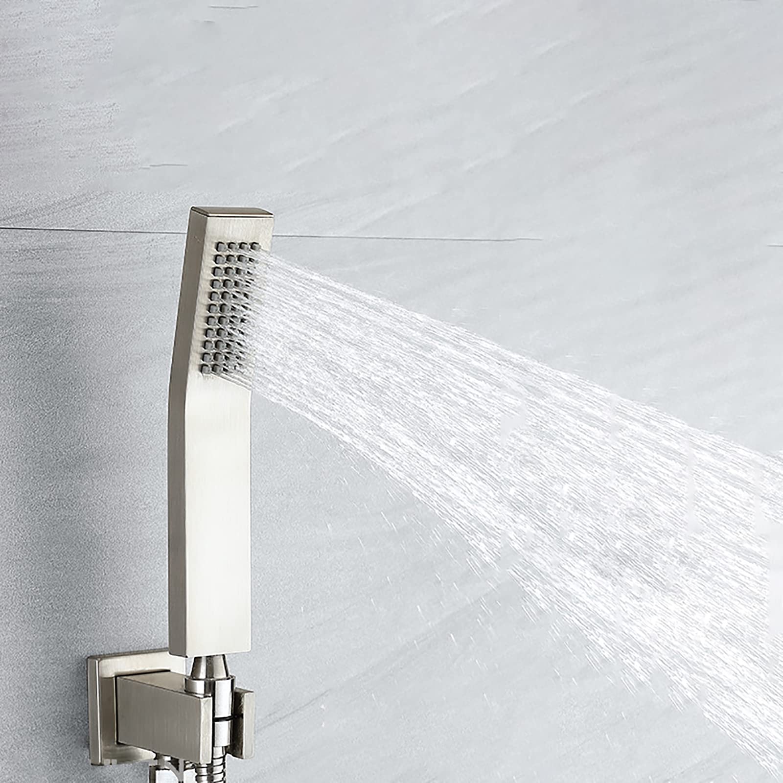Sistema Doccia, Set di rubinetti per Doccia Set Combinato per Doccia a Pioggia a Parete Vasca in Nichel Spazzolato e Kit di Finiture per Doccia con soffione Doccia a Pioggia Quadrato da 8 Pollici, s