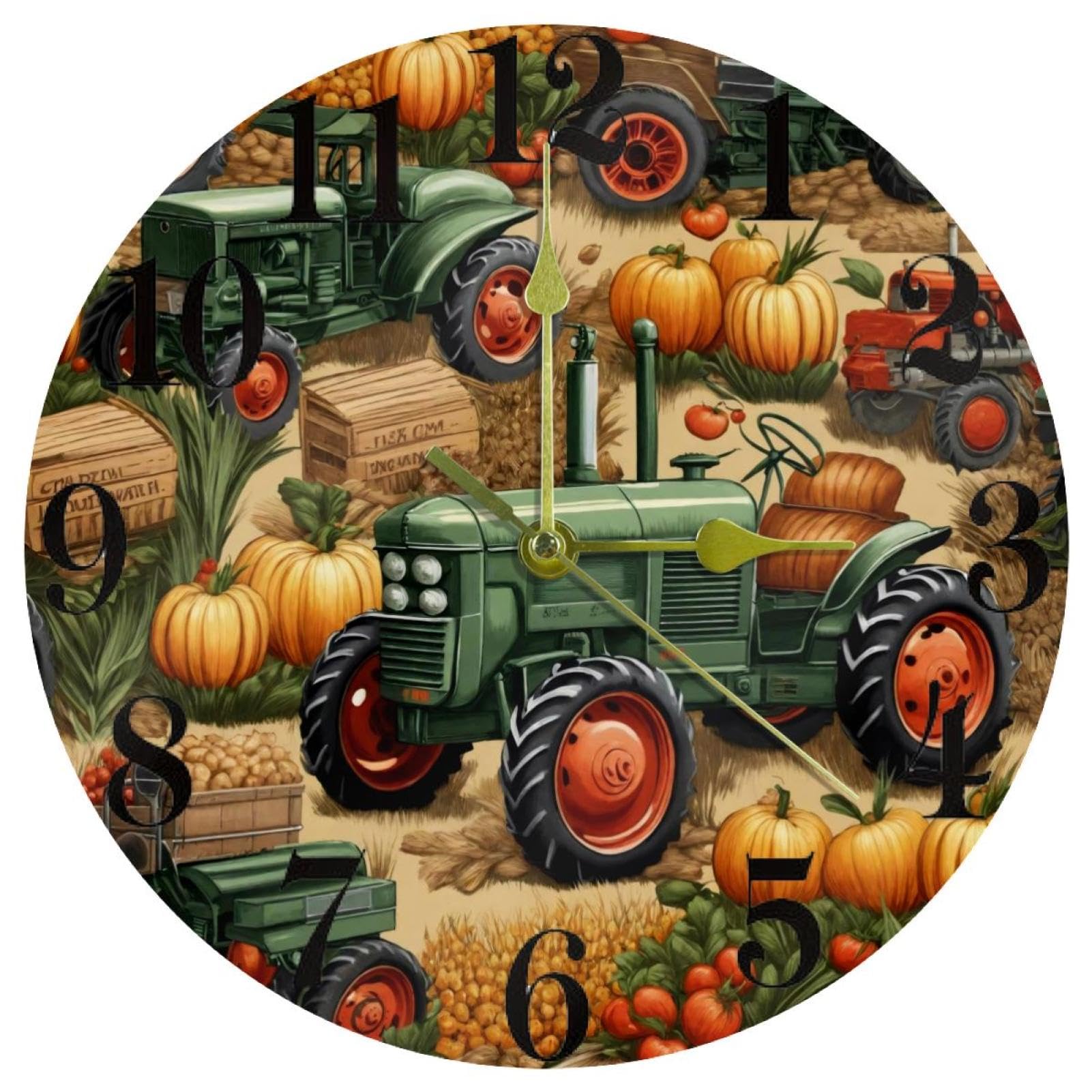 Horloge murale ronde silencieuse Farm Havest à quartz de 30 cm pour salon et bureau