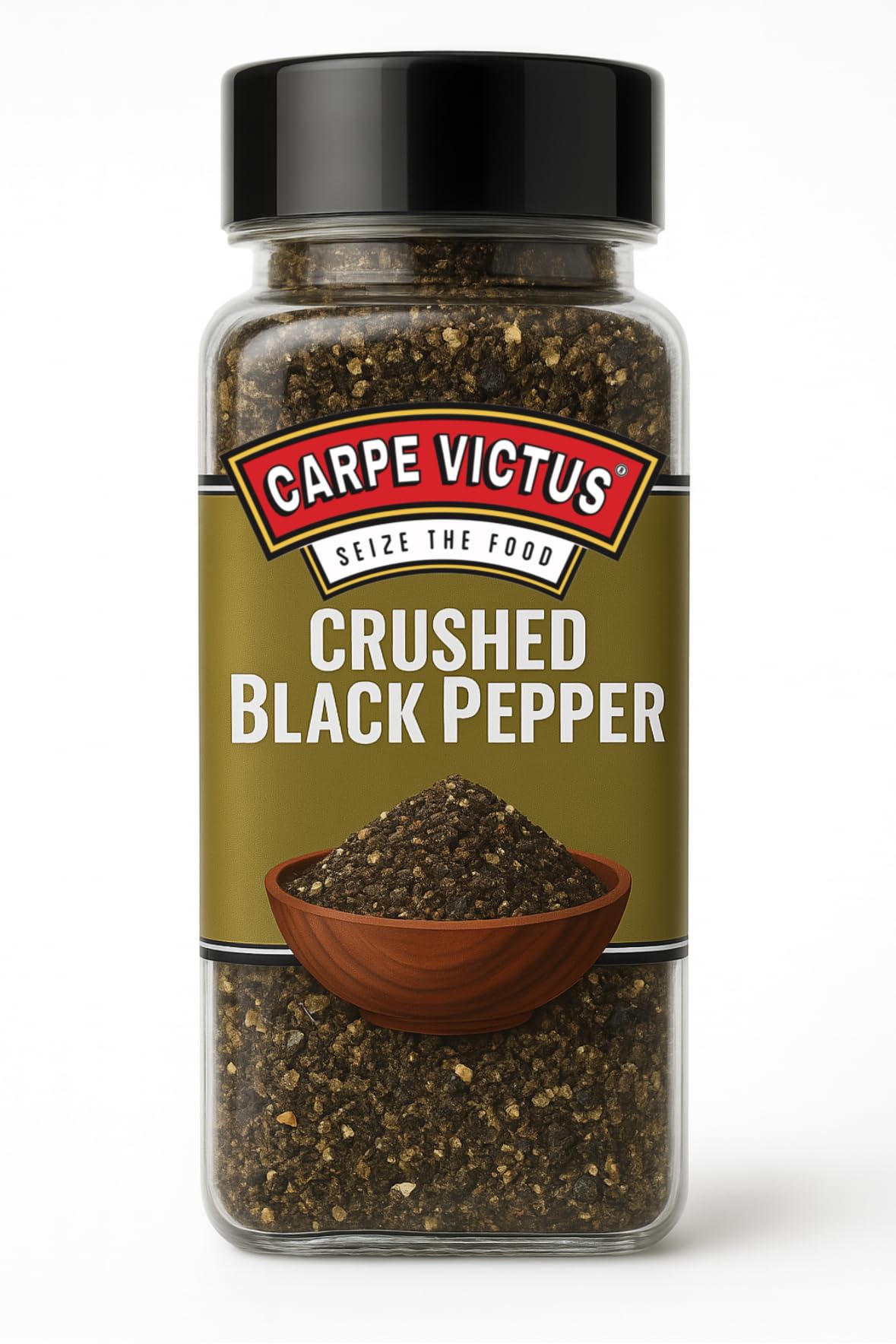 Crushed Black Pepper- 130g | Premium Kali Mirch, Carpe Victus Crushed Black Pepper | Kali Mirch (Coarse Grind) | Strong Aroma, Bold Taste | For Indian Cooking, Tadka, Soups, Salads & Seasoning