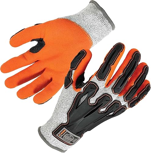 Ergodyne Ergodyne ProFlex 922CR, guantes de trabajo de nitrilo, resistentes a cortes, nivel de corte A3, protección contra impactos en la parte
