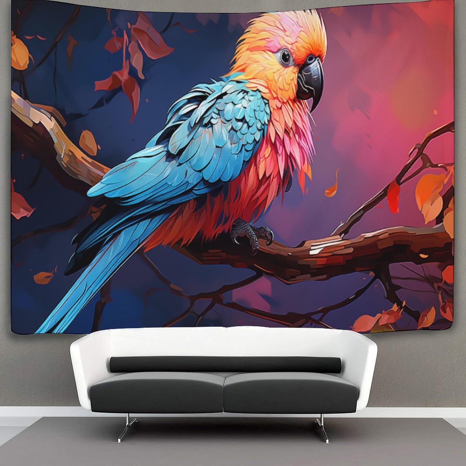 kaiyun Vibrant Parakeet Tapestry,Birds Animals Wall Art Aesthetic Home Decoration for Living Room Dorm 180cmx230cm