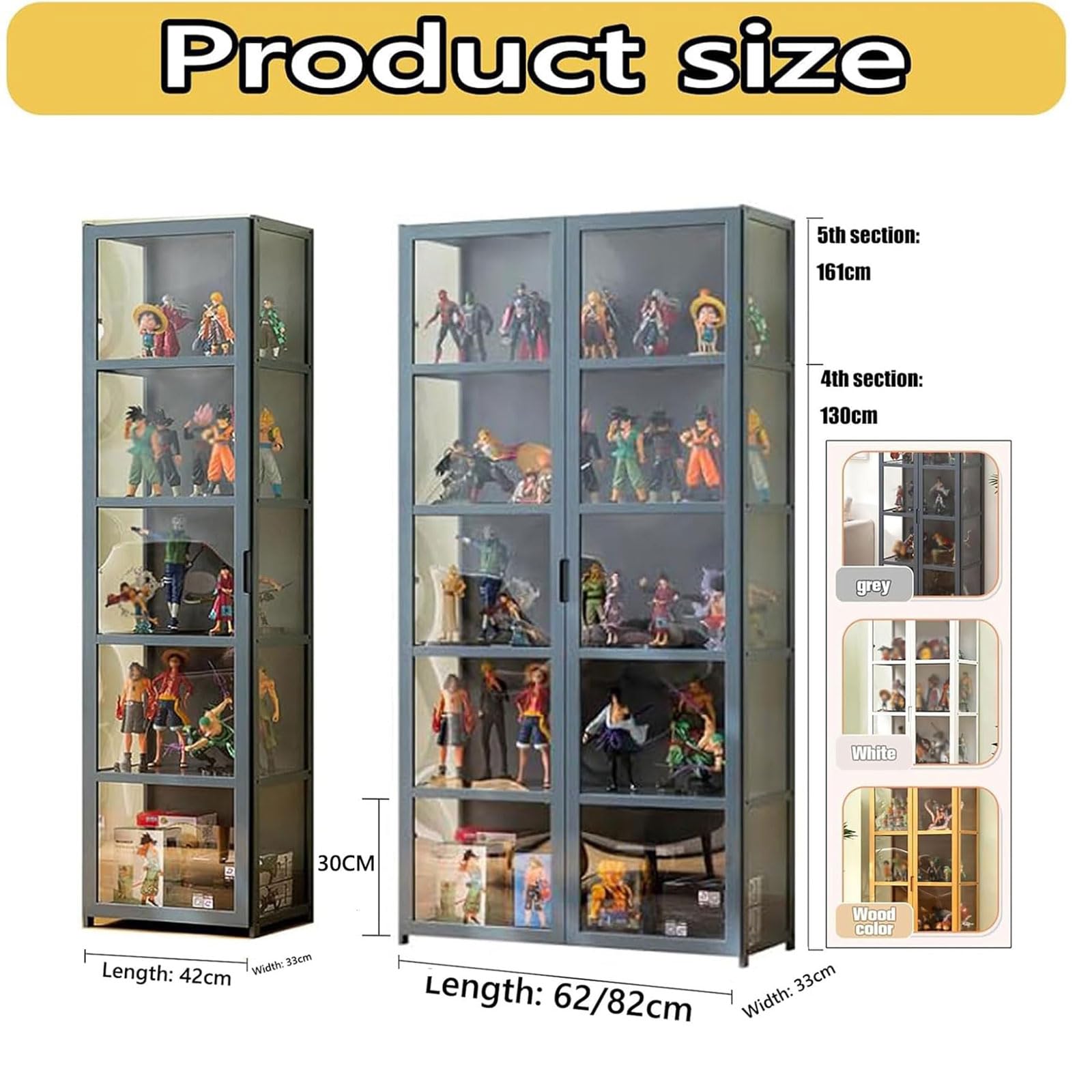 Acryl-Vitrine mit zwei Türen, versiegelt und staubdicht, vielseitige Vitrine für verschiedene Szenen