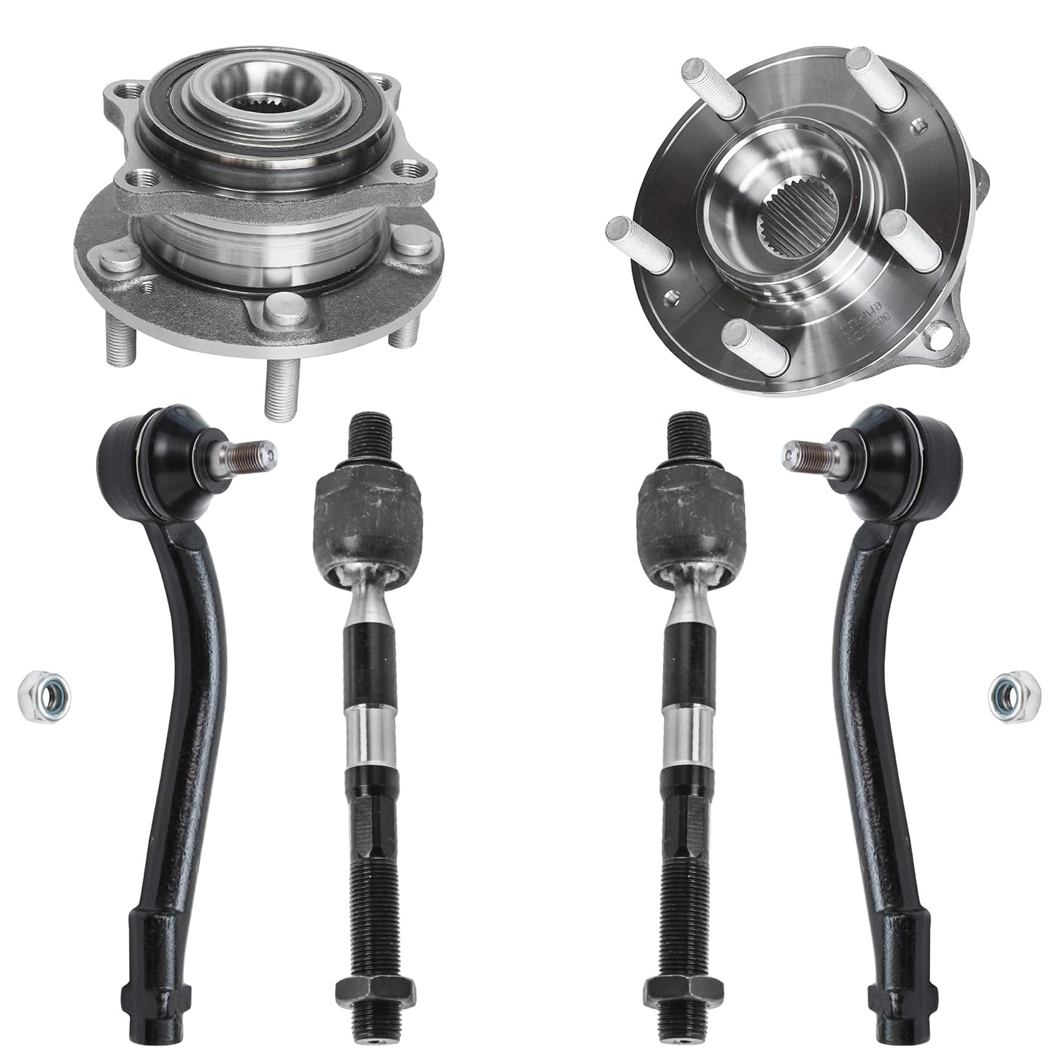 Detroit Axle - 6pc Front Wheel Bearing Hubs Kit for 2007-2012 Santa Fe