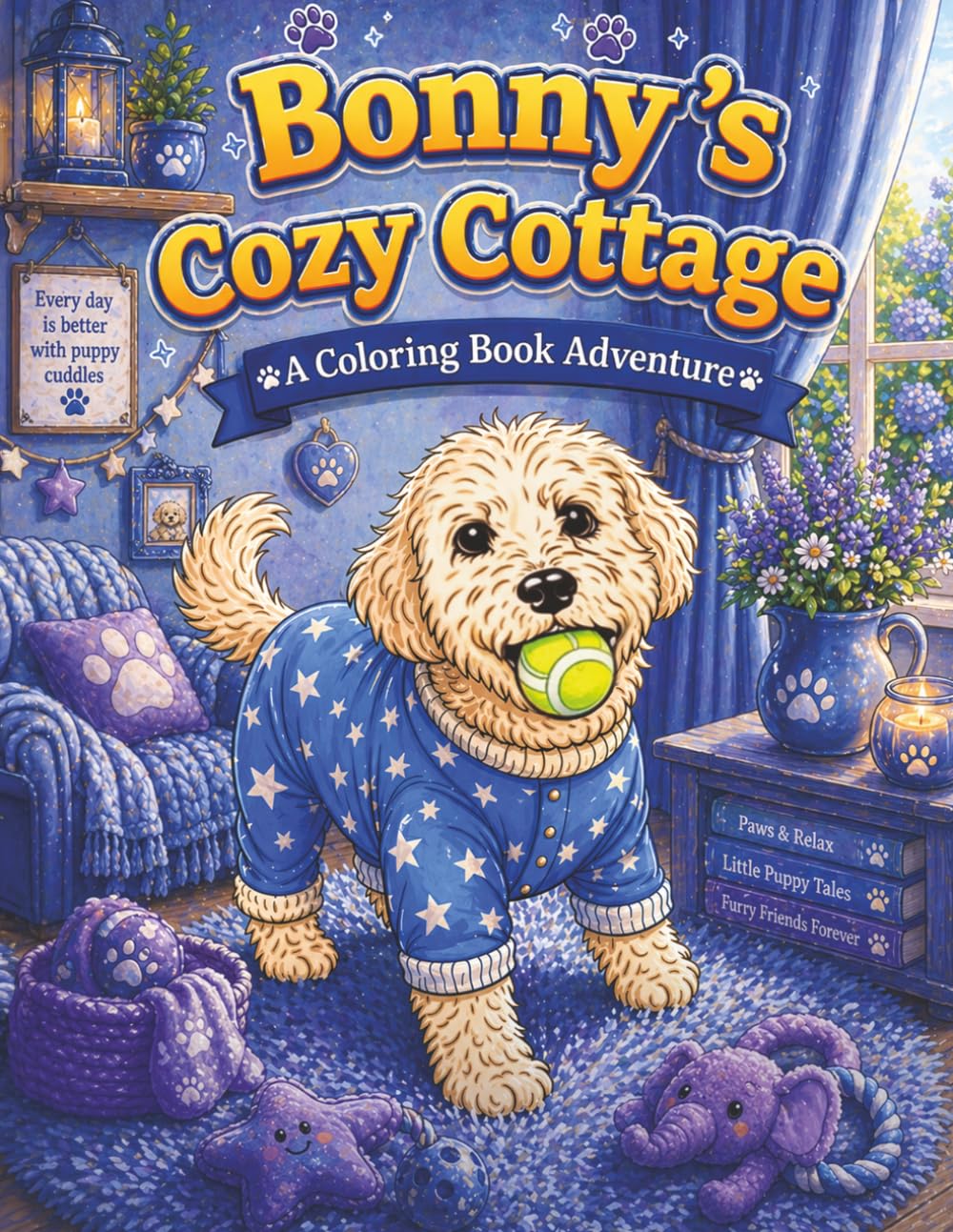 Bonny’s Cozy Cottage: A Cute and Simple Puppy Coloring Book for Adults & Kids | Relaxing Bold Line Illustrations for Stress Relief (Bonny’s World)