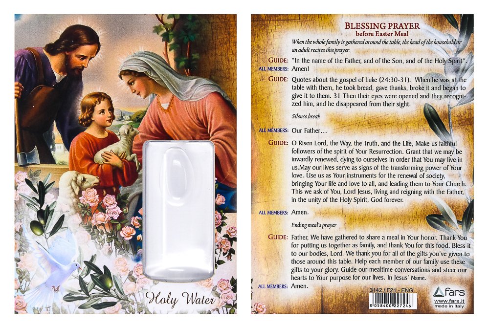 Blessed Easter Holy Water Vial/Bottle with Blessing Prayer Plus Lourdes Prayer Card. Catholic Holy Water Gifts
