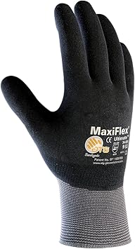 PIP Small MaxiFlex Ultimate by ATG Black Nitrile Full Coated Work Gloves With Nylon And Lycra Liner And Continuous Knit Wrist