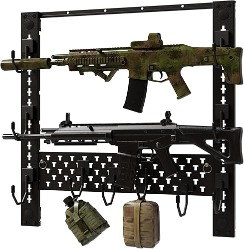 Estantes para armas de pared, estante horizontal de acero resistente para rifle de espada, estante de almacenamiento para cinturón de casco de