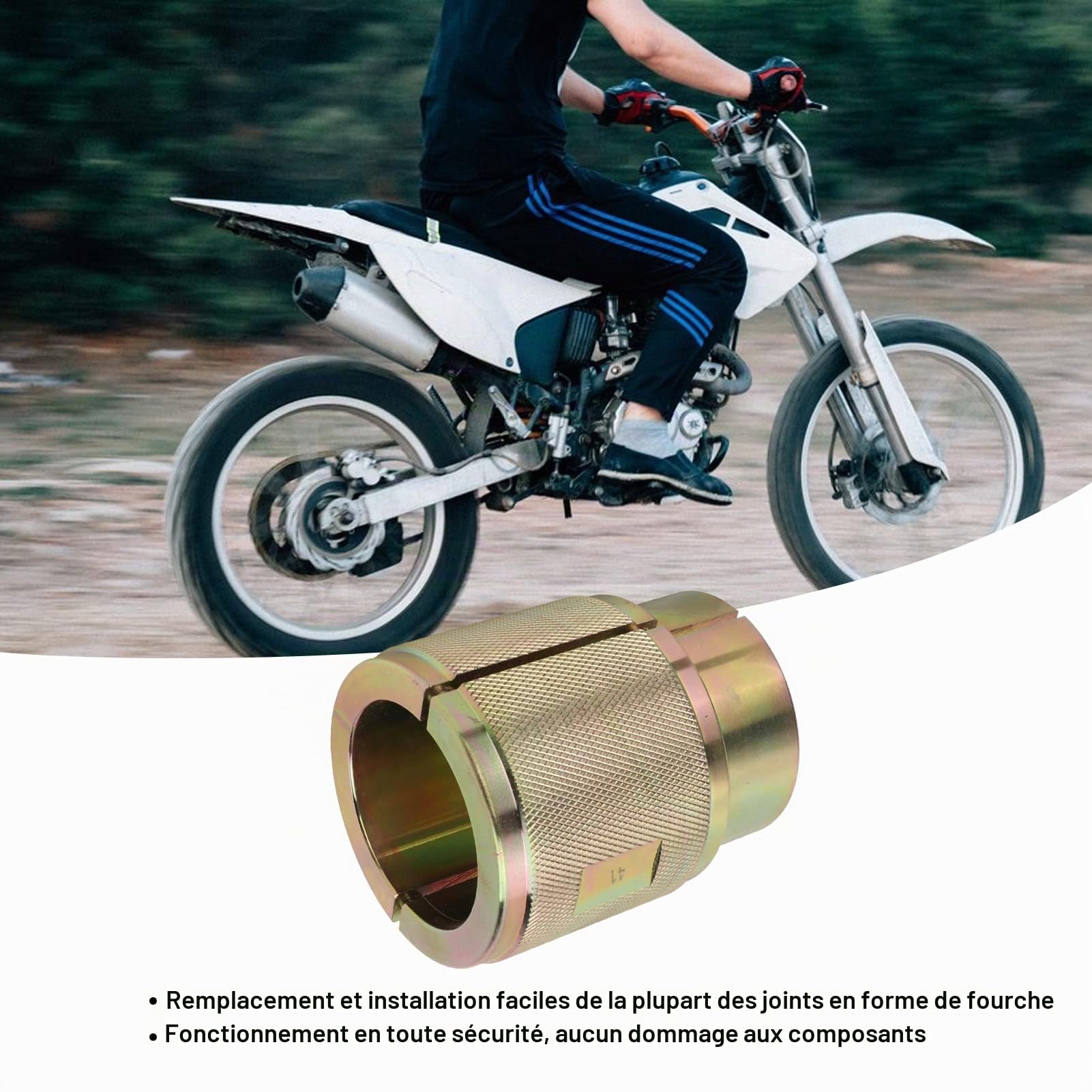 KIMISS Outil de Pilote de Joint de Fourche, Outil de Pilote de Joint D'huile de Fourche Inversée en Acier au Carbone Design Universel pour Remplacer L'installation(41mm/1.61in)