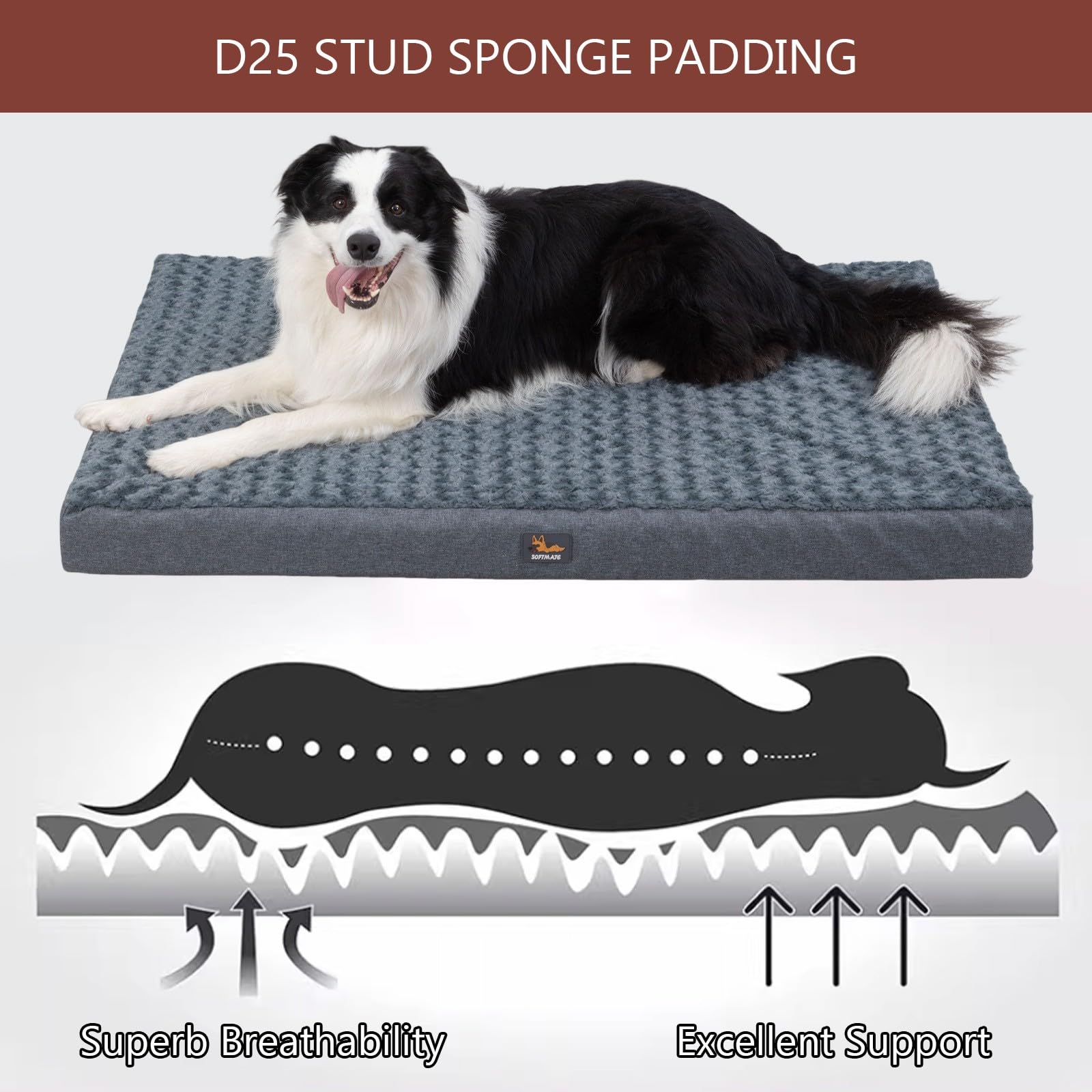 Generisch Hundebett Grosse Hunde Hundebett Flauschig Nachhaltiges Hundeplatz Hundekissen Waschbar Wasserdichtes Sofa FüR Katzen Und Hunde(Coffee,107x76x9cm)