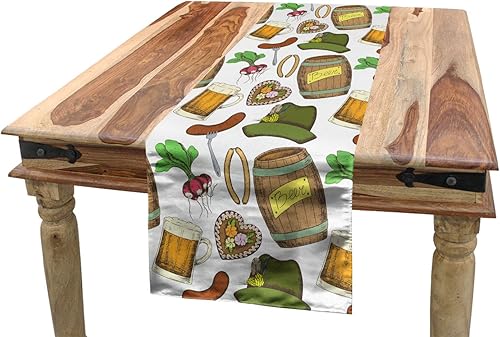 Miniatura 6 de Lunarable Camino de mesa azteca, inspiraciones culturales ornamentales cheurón indígena, camino rectangular para comedor y cocina, 16 x 72 pulgadas,