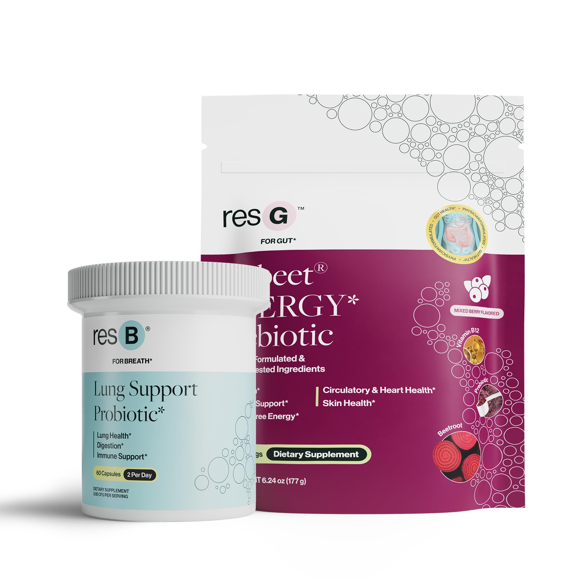 ResBiotic Power Gut Bundle - resB & prebeet, 30 Servings Each
