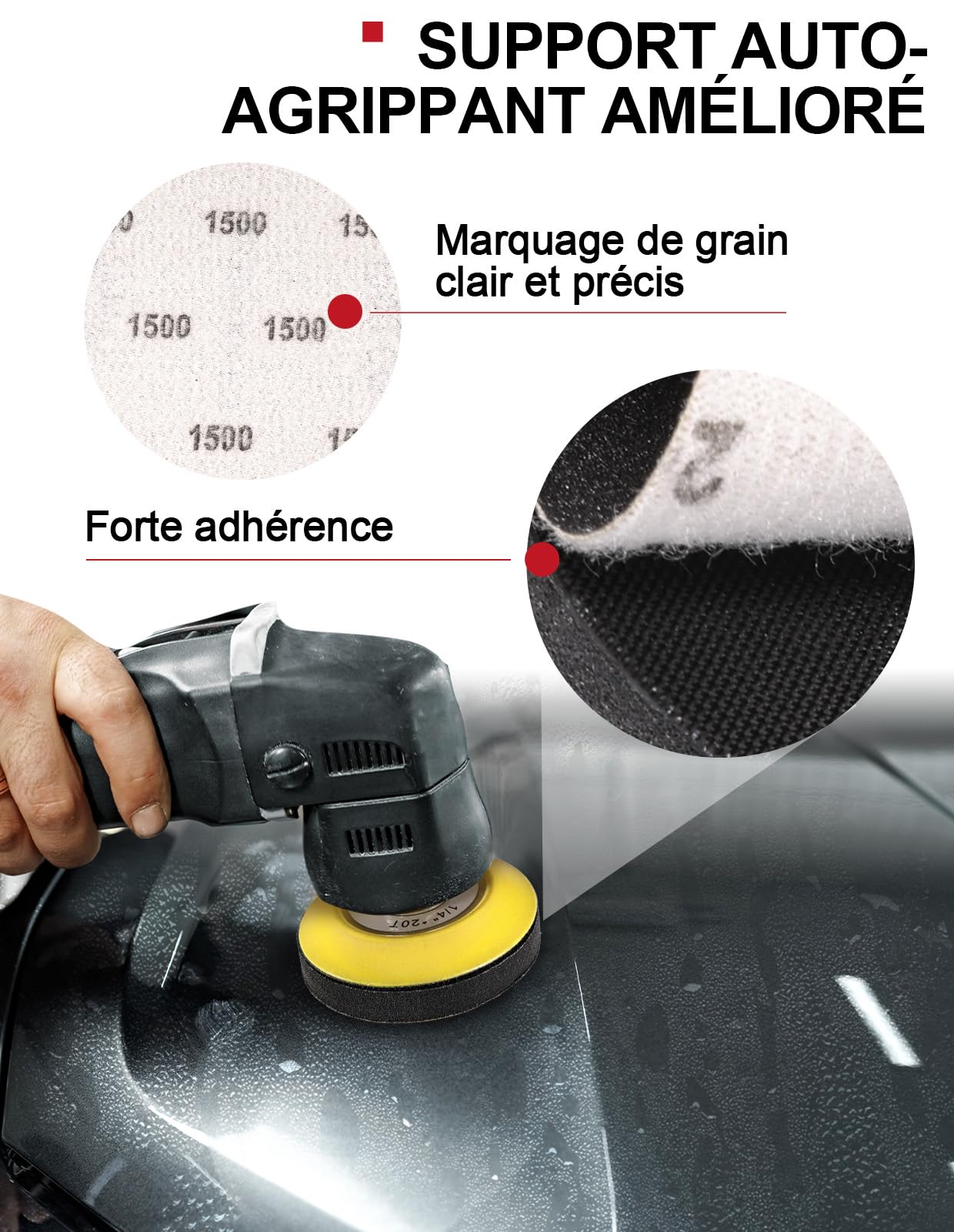 Kit Rénovateur Phare Voiture 130 Pcs, Rénovation Phare Auto et Moto, Disques Abrasifs 75mm à l'Eau et à Sec (Grains 80-5000), Kit Polissage avec Adaptateur Perceuse et Ruban de Masquage