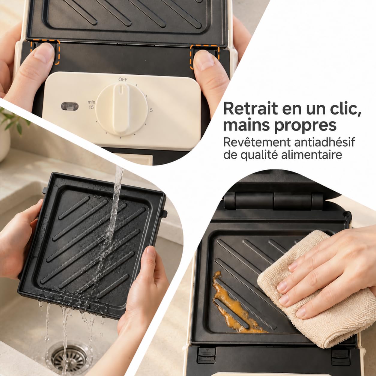SIMPLUS Appareil Croque Monsieur 3 en 1, Gaufrier Panini