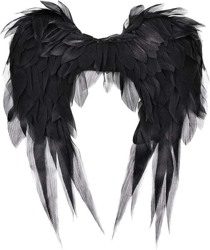 MehelloFeather Angel Wings Black 1.8Ft Fairy Wings Costume Accessories for Photo Booth Props Women's Angel Cosplay Princess Stage Show