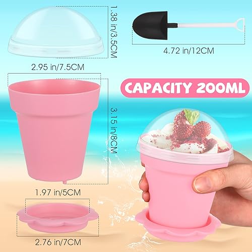 Miniatura 2 de Honeydak Paquete de 50 tazas de plástico para tartas de postre con tapa, pala, cuchara, bandeja inferior, tazas pequeñas, recipientes de postre para