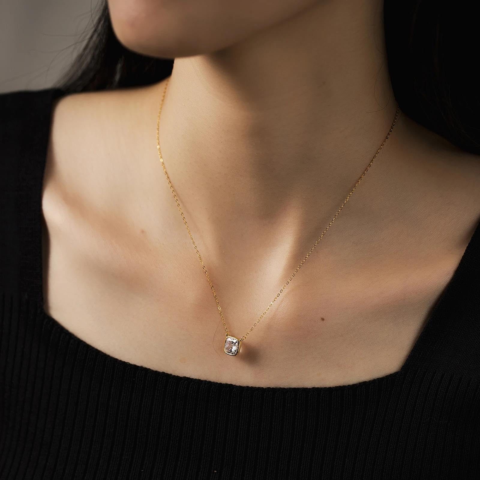 Halskette Herren Damen Schmuck Anhänger Halskette mit quadratischem Anhänger Lange Kette