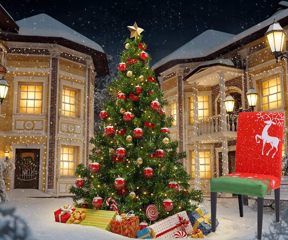 Best Quality 🔥 LERTREE Christmas Dining Room Chair Covers Slipcovers Removable Washable Christmas Chair Covers Protector for Kitchen Home Hotel, Set of 4 (A) Buy 1 get 1 LERTREE Christmas Dining Room Chair Covers Slipcovers Removable Washable Christmas Chair Covers Protector for Kitchen Home Hotel, Set of 4 (A)