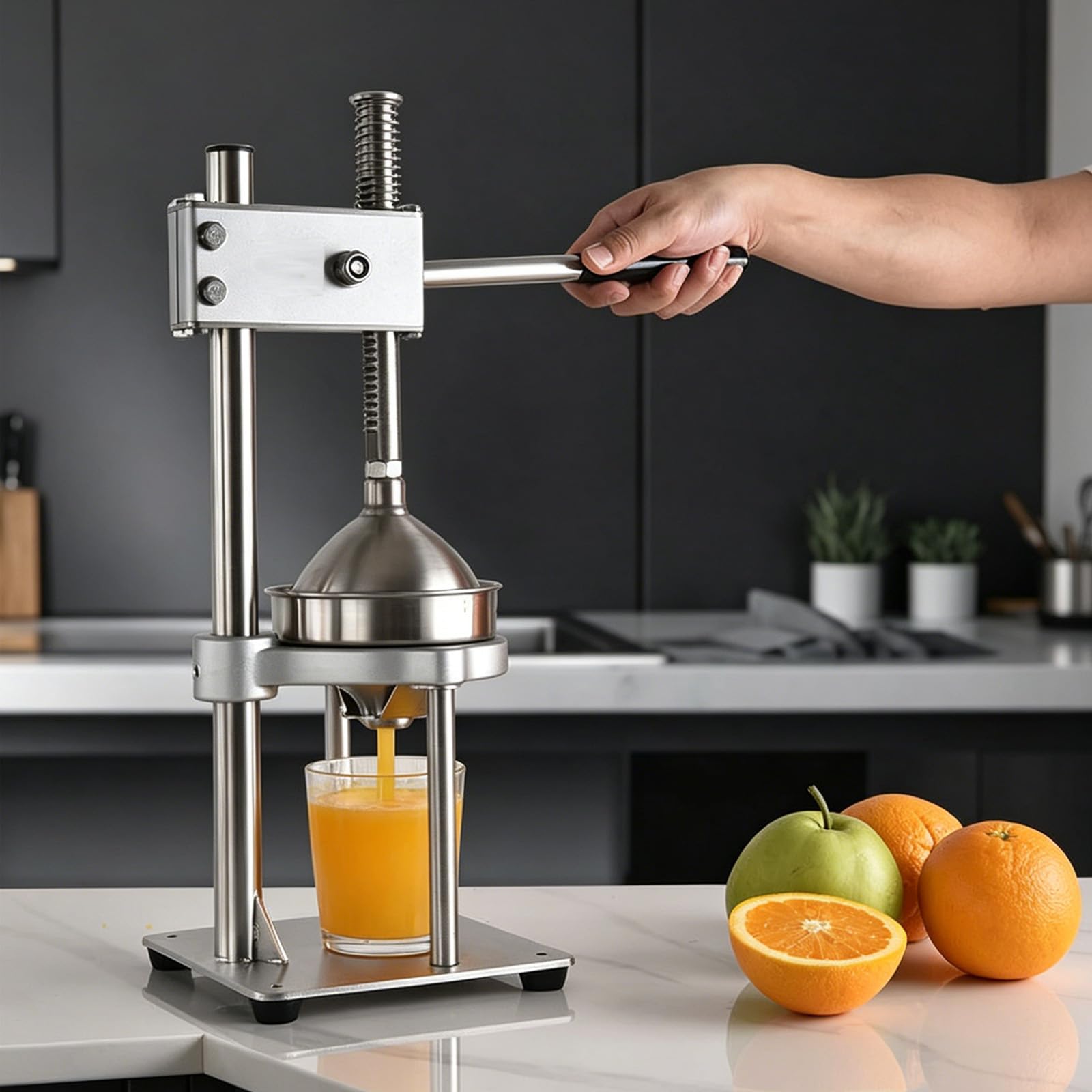 Presse-agrumes avec 2 têtes de pressage et entrée 13 cm, la performance mécanique robuste